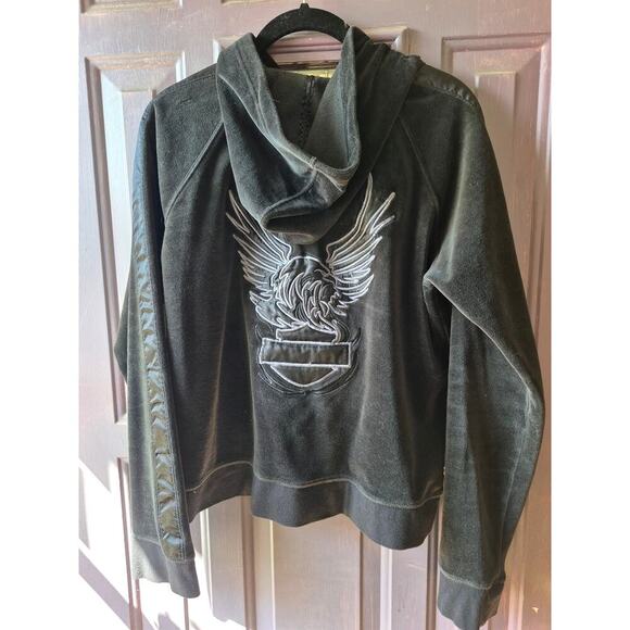 Harley-Davidson Velvet jacket with satin trim embroidered logo womens sz large - Picture 4 of 6